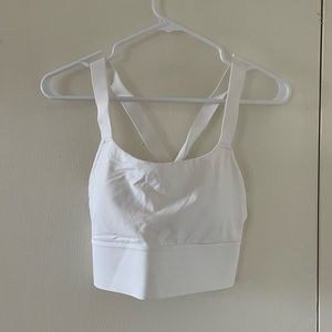 Athleta Warrior Long-Line Sports Bra in White